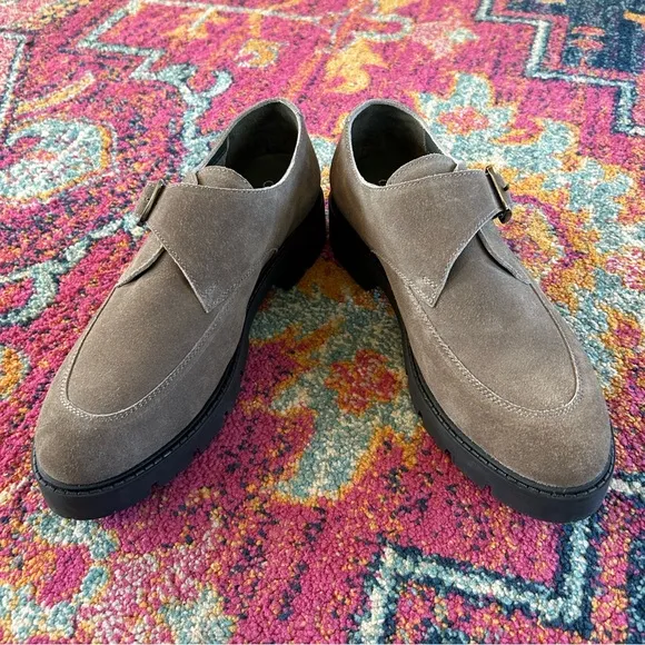 NWOT Seychelles | Women’s grey suede leather Catch Me Platform Loafers, size 7