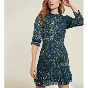 NWOT Veronica Beard Mini Long-Sleeve Smocked Farha Dress