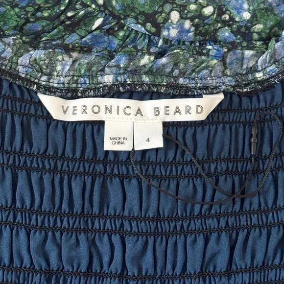 NWOT Veronica Beard Mini Long-Sleeve Smocked Farha Dress