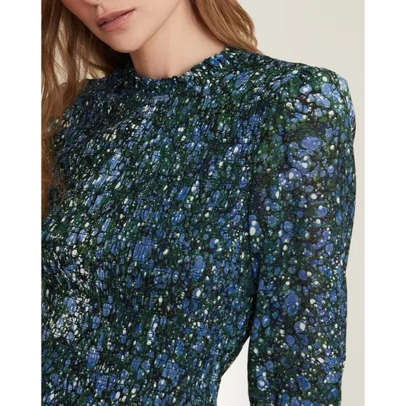 NWOT Veronica Beard Mini Long-Sleeve Smocked Farha Dress