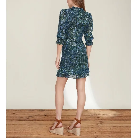 NWOT Veronica Beard Mini Long-Sleeve Smocked Farha Dress