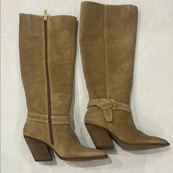 NWOT VINCE CAMUTO Grathlyn Seude Leather Tan Knee High Boot Size 6.5