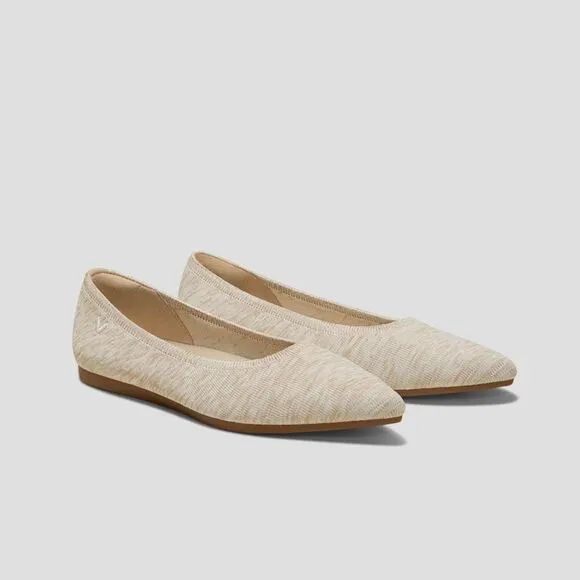NWOT VIVAIA Pointed-Toe Ballet Flats (Aria 5° Hemp), Dapple Cream, Sz 11 (EU43)
