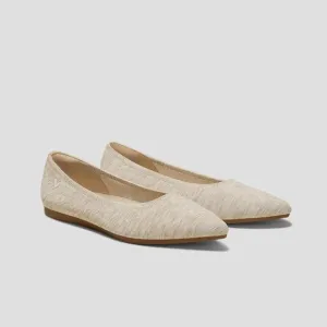 NWOT VIVAIA Pointed-Toe Ballet Flats (Aria 5° Hemp), Dapple Cream, Sz 11 (EU43)