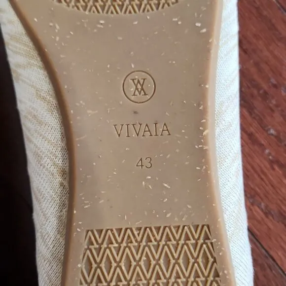 NWOT VIVAIA Pointed-Toe Ballet Flats (Aria 5° Hemp), Dapple Cream, Sz 11 (EU43)