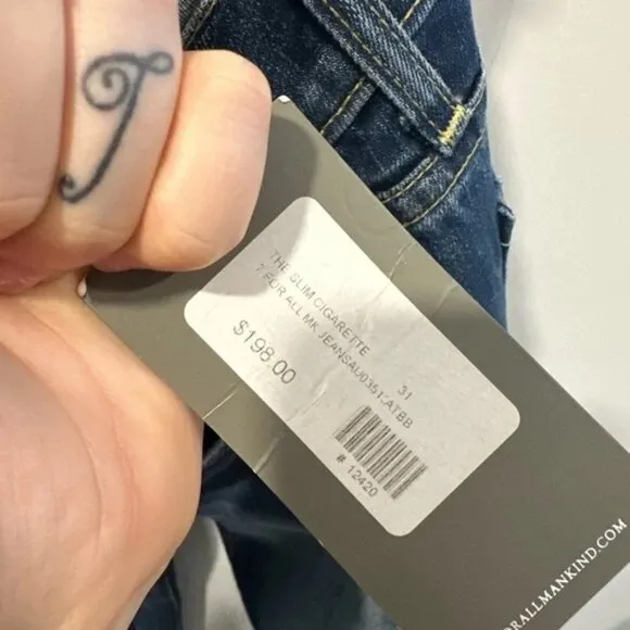 NWT 7 For All Mankind Slim Cigarette Jeans | Size 31 | Blue Wash