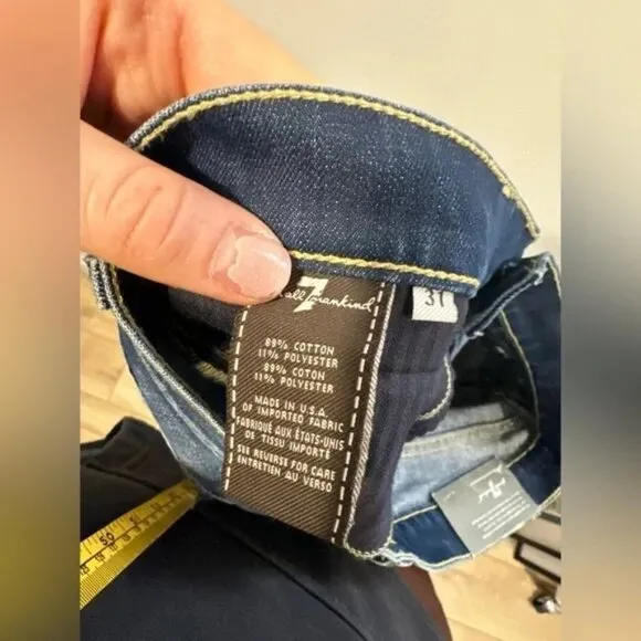 NWT 7 For All Mankind Slim Cigarette Jeans | Size 31 | Blue Wash
