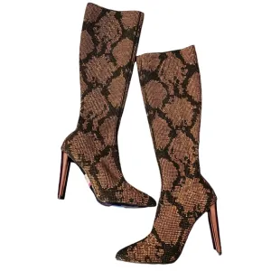 NWT Aldo Sock Tall Boots Black and Copper Rhinestones‎ Women's US 6
