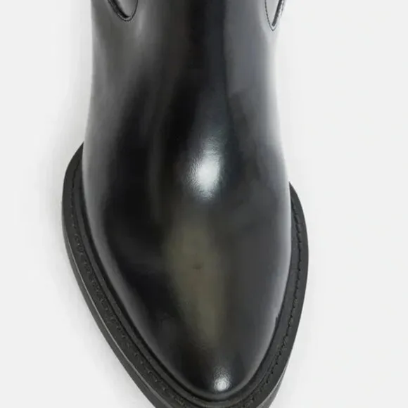 NWT AllSaints &quot;Harlem&quot; Tall Black Leather Lug Sole Boots Size 10