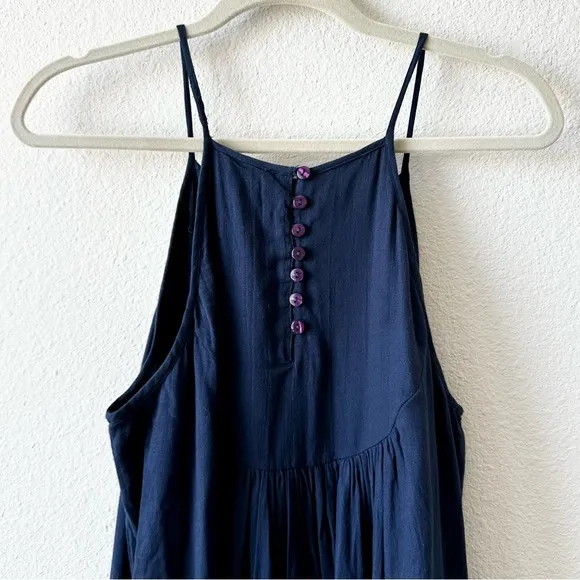 NWT Anthropologie Kopal Mitra Halter Cotton Dress In Navy Blue Size Medium