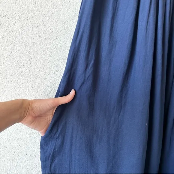NWT Anthropologie Kopal Mitra Halter Cotton Dress In Navy Blue Size Medium