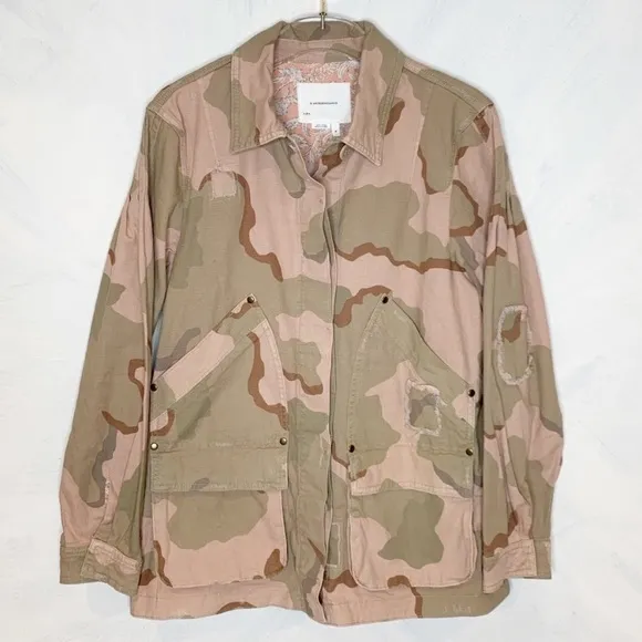 NWT Anthropologie Lida Pink Camo Camouflage Utility Jacket Small new