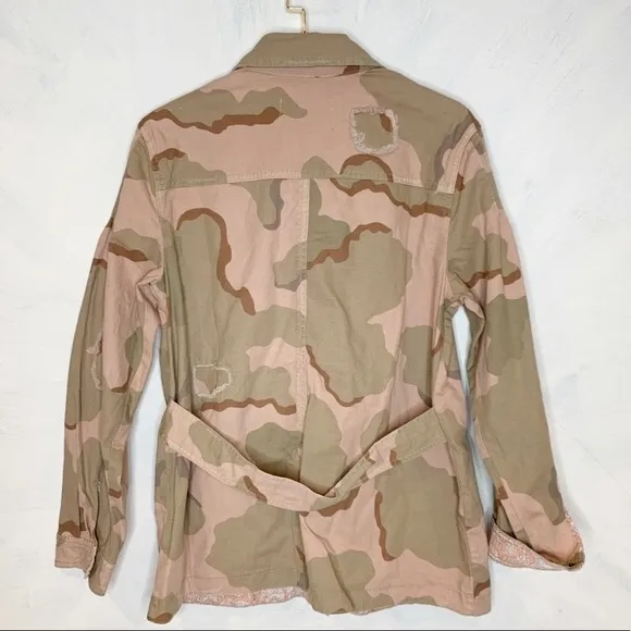 NWT Anthropologie Lida Pink Camo Camouflage Utility Jacket Small new