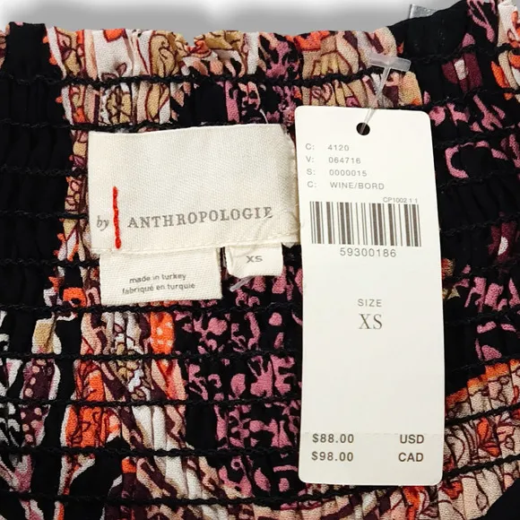 NWT Anthropologie Myla Tiered Floral Paisley Mini Skirt Sz. XS [0-2] Wine