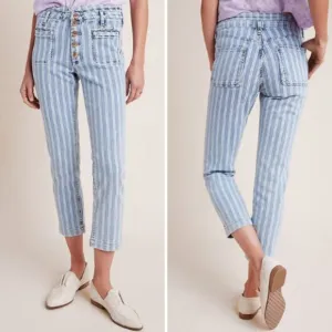 NWT Anthropologie Pilcro High-Rise Striped Straight Jeans | 28