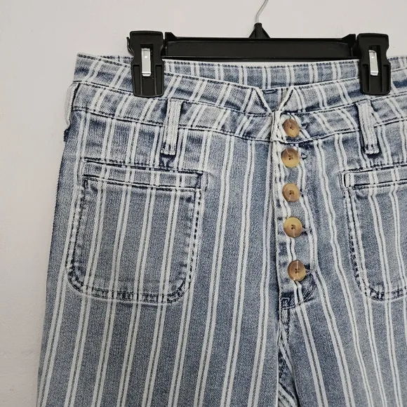 NWT Anthropologie Pilcro High-Rise Striped Straight Jeans | 28