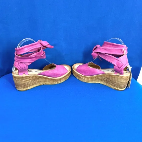NWT🤩 |•A.S.98•| Fuchsia Wrap Ankle Platform Wedge Sandals Size 36