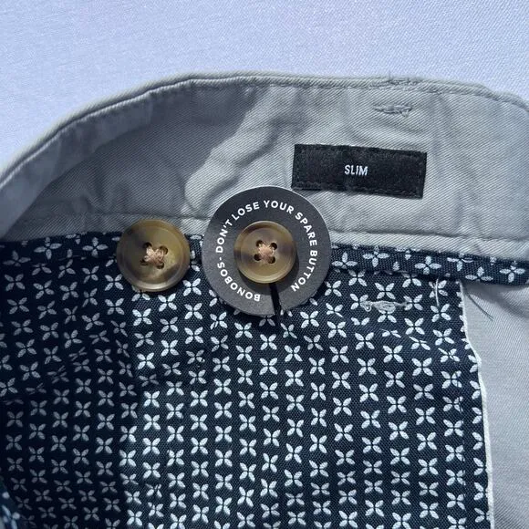 !NWT! BONOBOS Slim Fit Stretch Lightweight Cotton Chinos | 36x30 | Grey