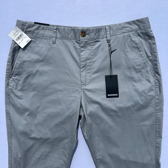!NWT! BONOBOS Slim Fit Stretch Lightweight Cotton Chinos | 36x30 | Grey