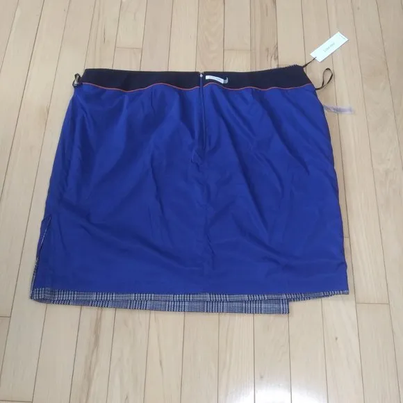 NWT Calvin Klein career faux wrap short skirt Dry Clean only classic plaid