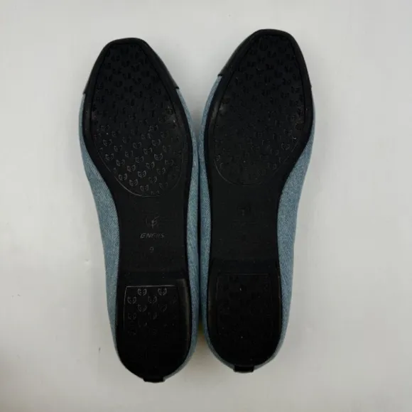 NWT ENFIIS Light Blue Washed Denim Cross-head Ballet Flats Size 9