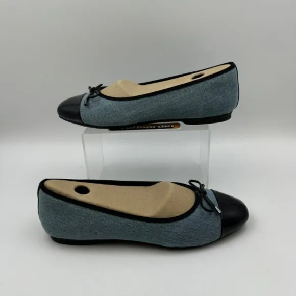 NWT ENFIIS Light Blue Washed Denim Cross-head Ballet Flats Size 9