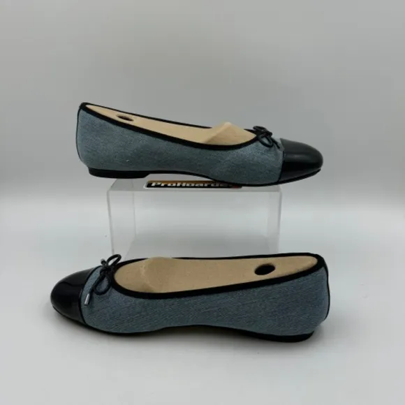 NWT ENFIIS Light Blue Washed Denim Cross-head Ballet Flats Size 9