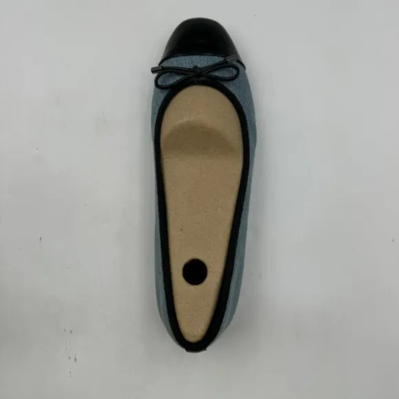 NWT ENFIIS Light Blue Washed Denim Cross-head Ballet Flats Size 9
