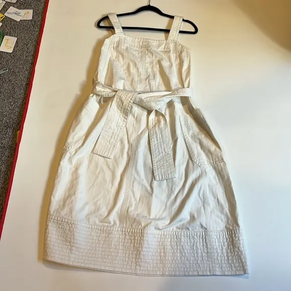 NWT Everlane The Organic Cotton Herringbone Dress woman’s XXS  off white