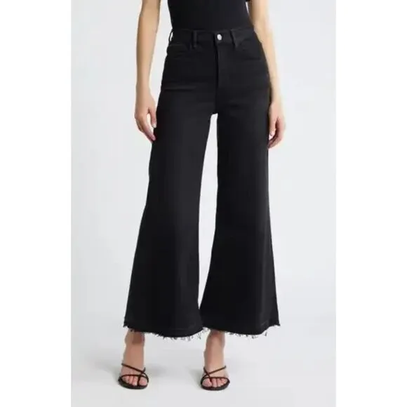 NWT Frame Le Palazzo Crop in Kerry Wide Leg Raw Hem Stretch Jeans 31