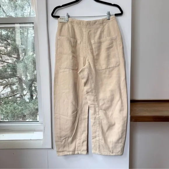NWT Free People Osaka Barrel Jeans Mid Rise We The Free in Latte Cream