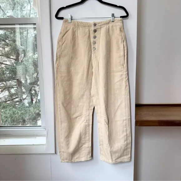 NWT Free People Osaka Barrel Jeans Mid Rise We The Free in Latte Cream