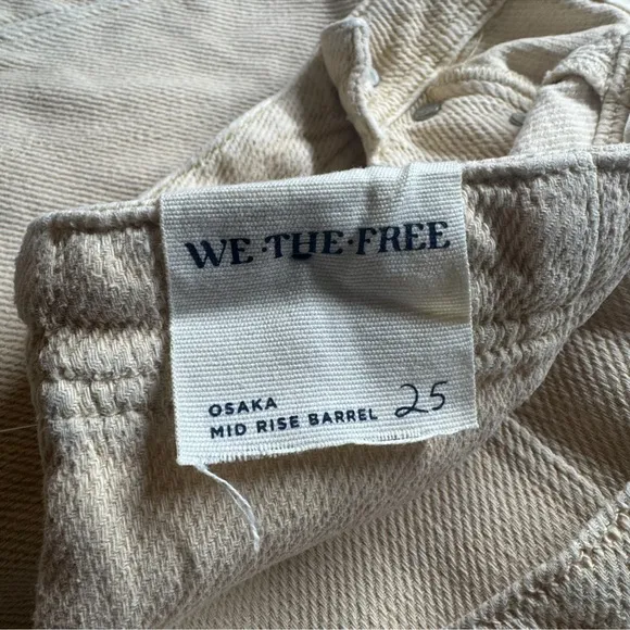 NWT Free People Osaka Barrel Jeans Mid Rise We The Free in Latte Cream