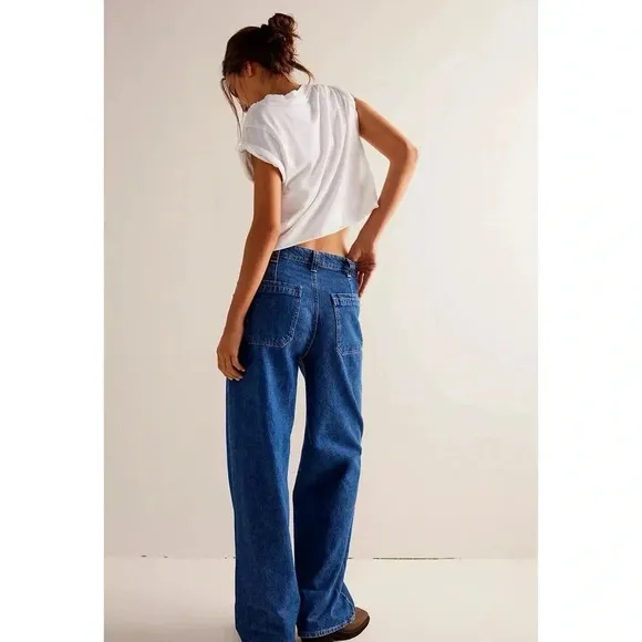 NWT Free People Palmer Cuffed Jeans Mid Rise Denim We The Free
