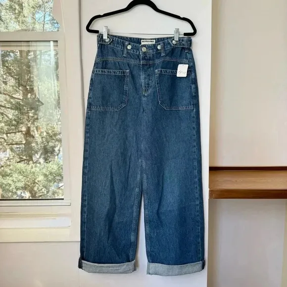 NWT Free People Palmer Cuffed Jeans Mid Rise Denim We The Free