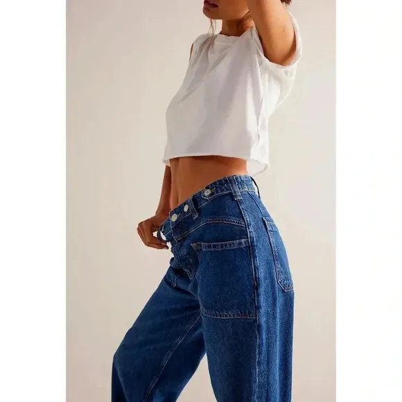 NWT Free People Palmer Cuffed Jeans Mid Rise Denim We The Free