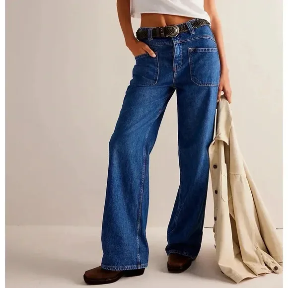 NWT Free People Palmer Cuffed Jeans Mid Rise Denim We The Free