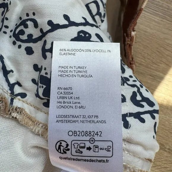NWT Free People Risk Taker Mid Rise Printed Jeans Cow Print Denim Brown Cream