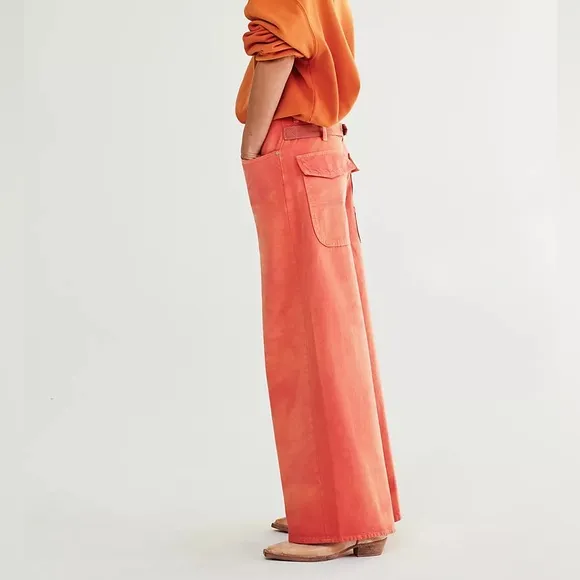 NWT Free People We the Free Waterfalls Baggy Wide Leg Jeans