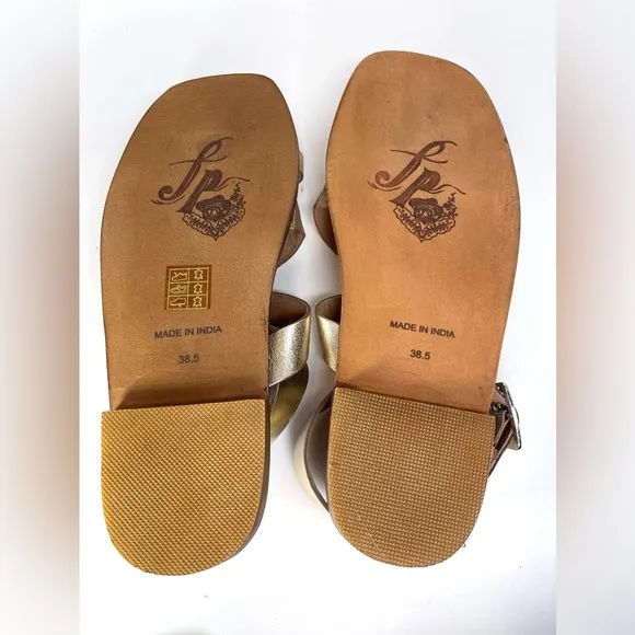 NWT FREE PEOPLE Women’s Gold Romeo Wrap Sandals Size 7.5M EU 38.5