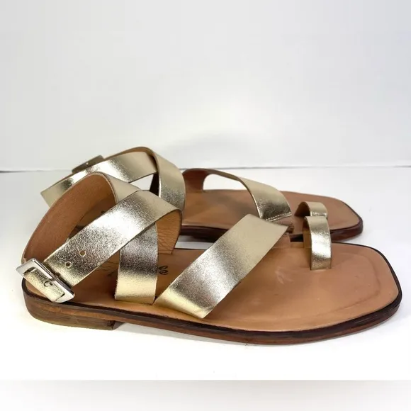 NWT FREE PEOPLE Women’s Gold Romeo Wrap Sandals Size 7.5M EU 38.5