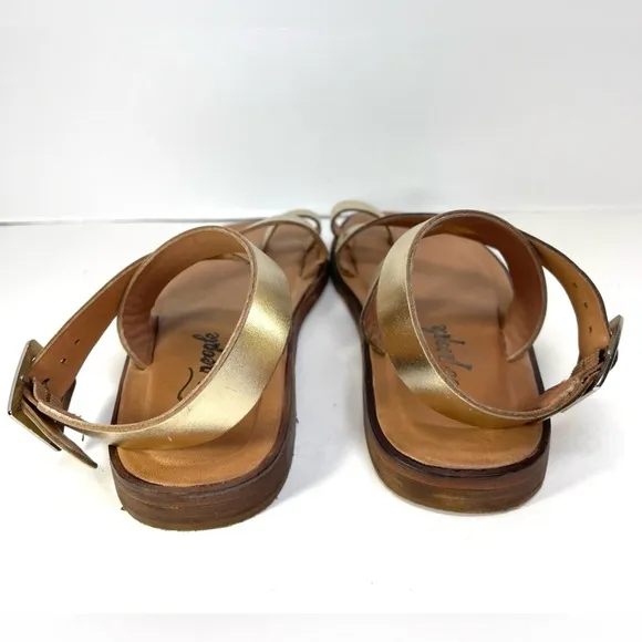 NWT FREE PEOPLE Women’s Gold Romeo Wrap Sandals Size 7.5M EU 38.5