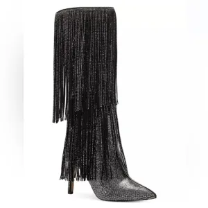 NWT INC metallic Fringe Knee-High boots. 7.5