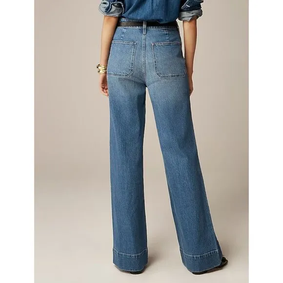 NWT J. Crew 90's High-Rise Wide-Leg Denim Trouser Sz 31 Dani Beca Wash (Light)