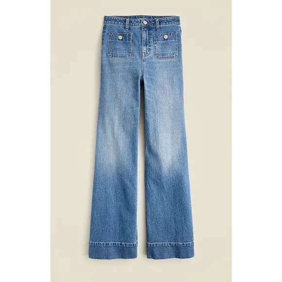 NWT J. Crew 90's High-Rise Wide-Leg Denim Trouser Sz 31 Dani Beca Wash (Light)