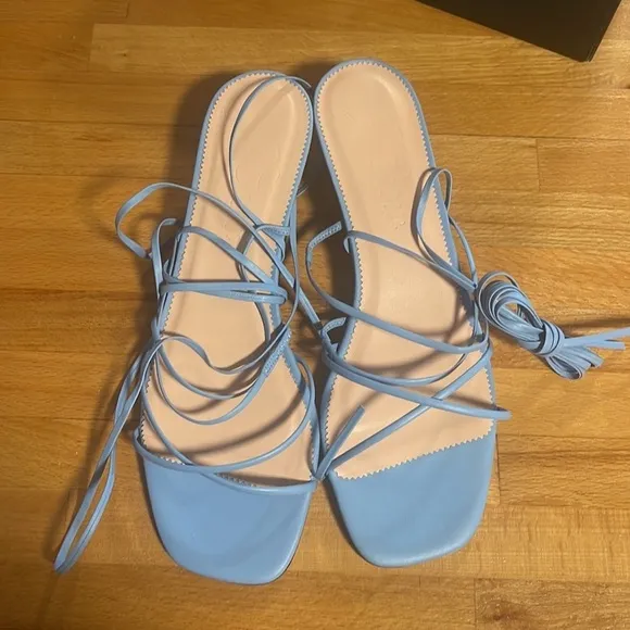 NWT J Crew Sardinia ankle-wrap heeled sandals Blue
