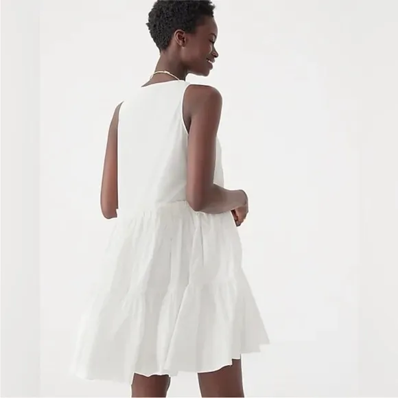 NWT J CREW Tiered lace-up mini dress in cotton poplin