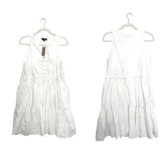 NWT J CREW Tiered lace-up mini dress in cotton poplin