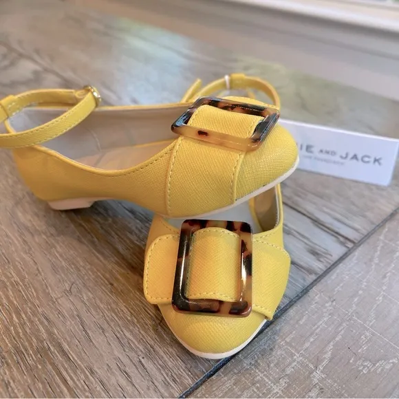 NWT Janie and Jack, Harvest Yellow Flats with Tortoise Shell Buckles, Sz 7
