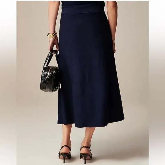 NWT J CREW Foldover sweater midi skirt in merino wool blend in dark navy